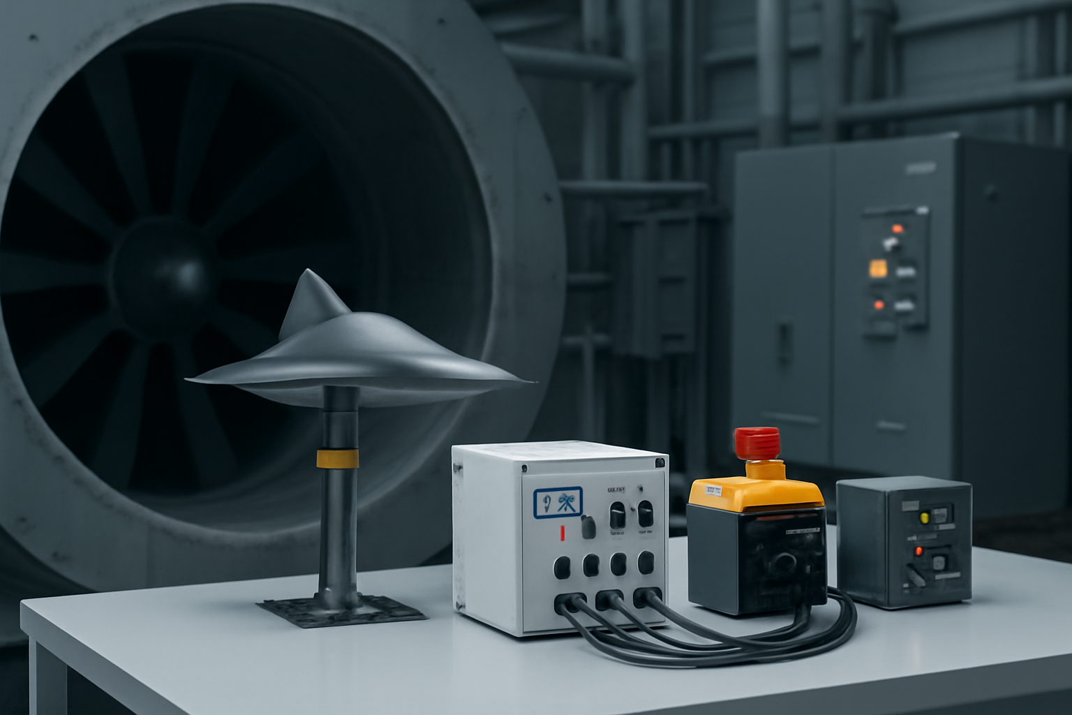 Wind tunnel model with sensors and control hardware